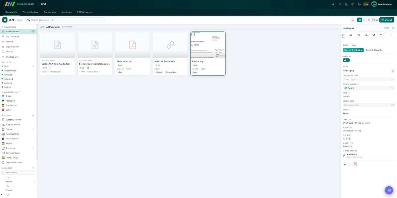 Enterprise Content Management — شاشة 1