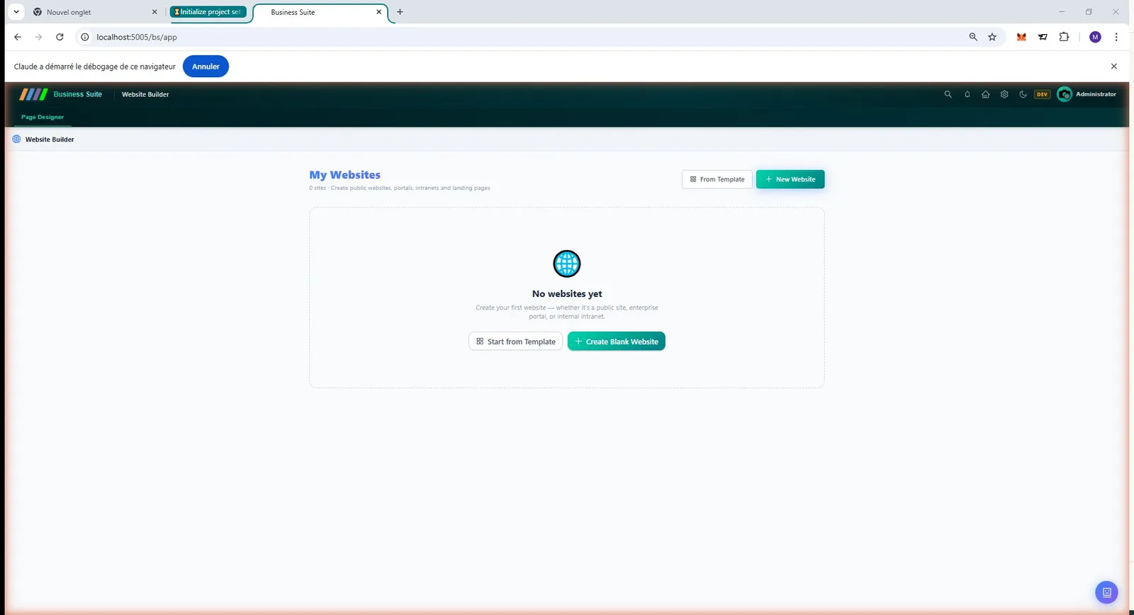 Website Builder — pantalla 1
